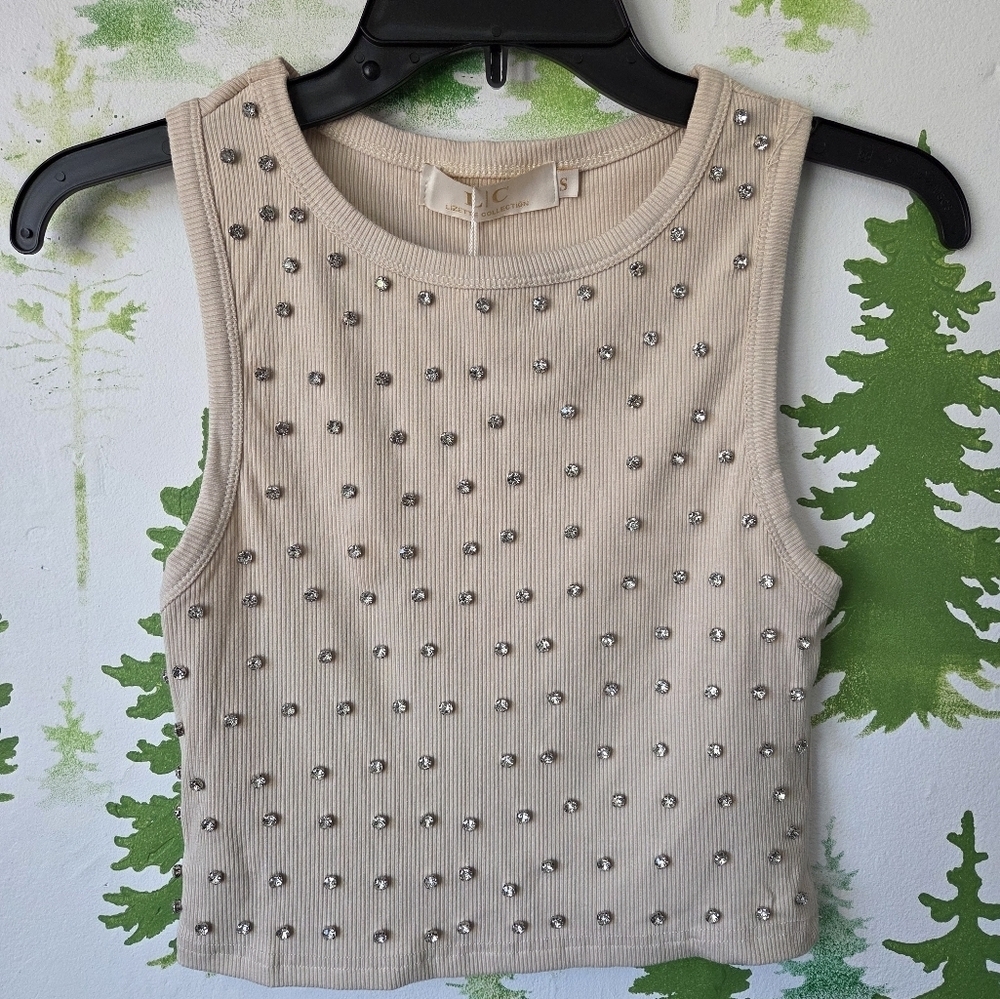 Studded Cream Sleeveless Top